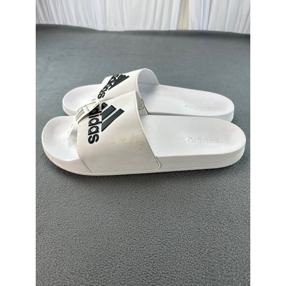 new Adidas adilette comfort shower slides flip flop sandals white size 18 - Picture 3 of 8